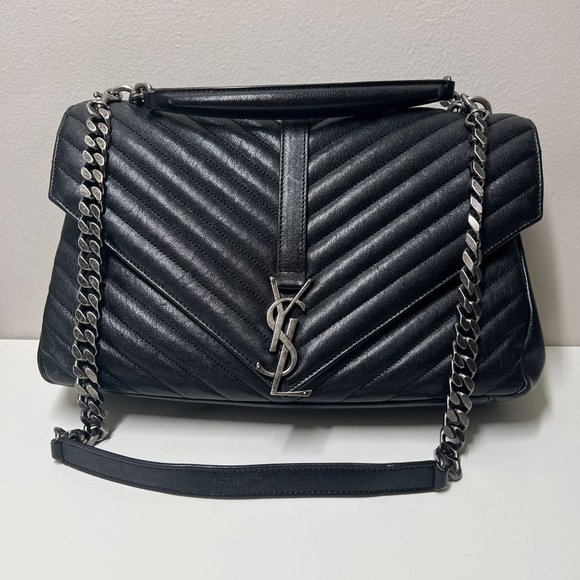 SOLD ON MERC YSL Yves Saint Laurent Large Matelasse Chevron College Bag - Picture 3 of 13
